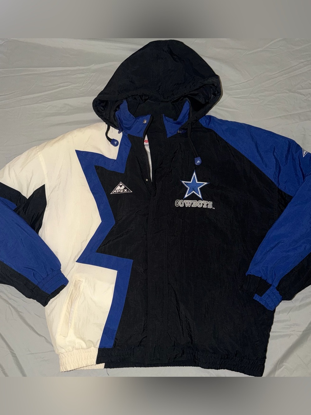 VINTAGE 90s Dallas Cowboys Apex One Puffer Jacket XL NFL Authentic Pro Line